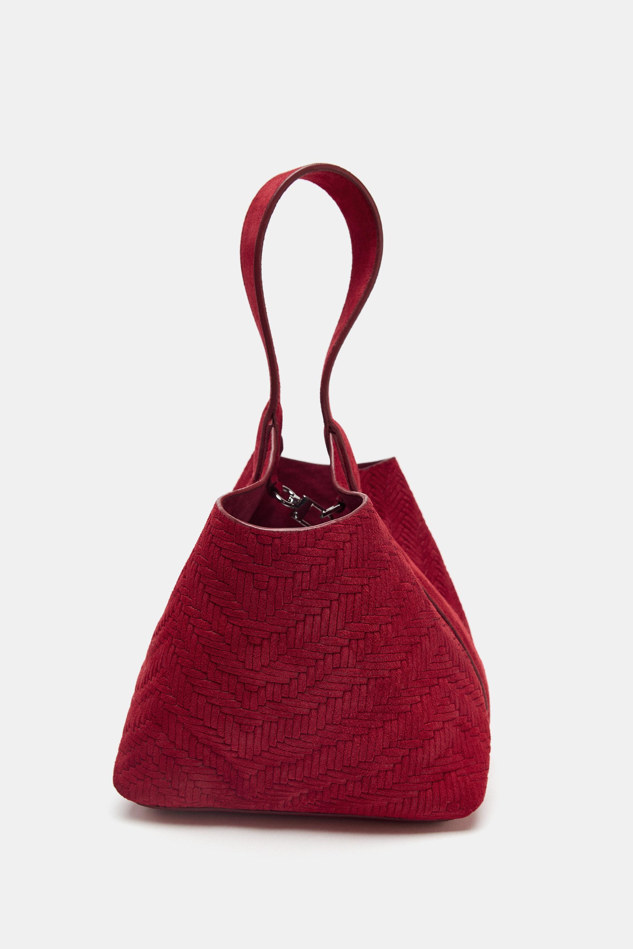 SAC EN CUIR DAIM MINI SEAU TRESSÉ